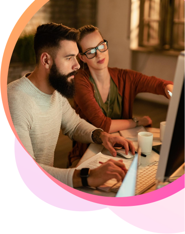 Web designers in Columbia collaborating on a client project